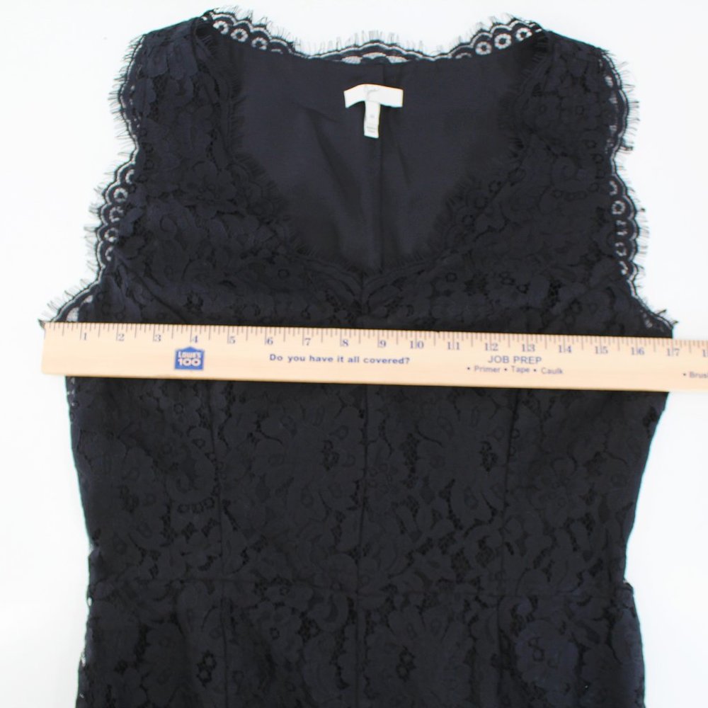 Joie Nikolina Dress Black Lace Sleeveless V Neck Scalloped Eyelash Trim SZ M - Picture 9 of 15
